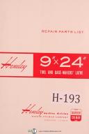 Hendey-Barber Colman-Hendey Lathe \"1904 Design\", Repair Parts Manual-12 x 19-05